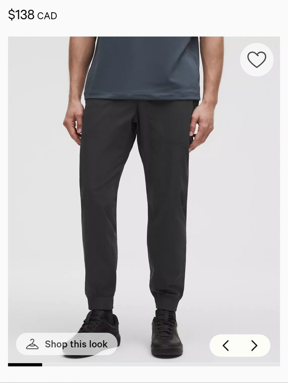 LULULEMON athletica Men's SIZE S Charcoal Jogger Pants with Drawstring